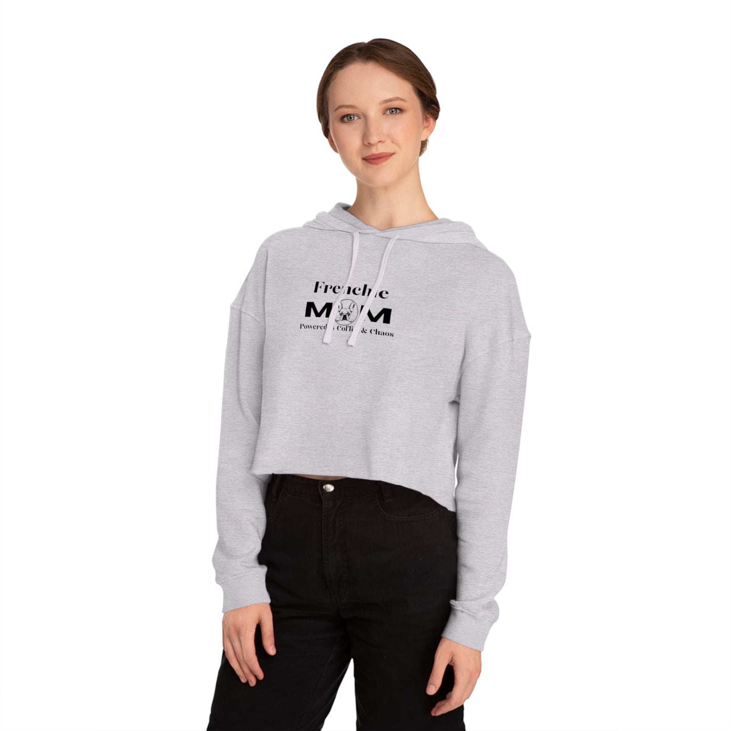 Frenchie Mom Cropped Hoodie — French Bulldog Mom Pullover