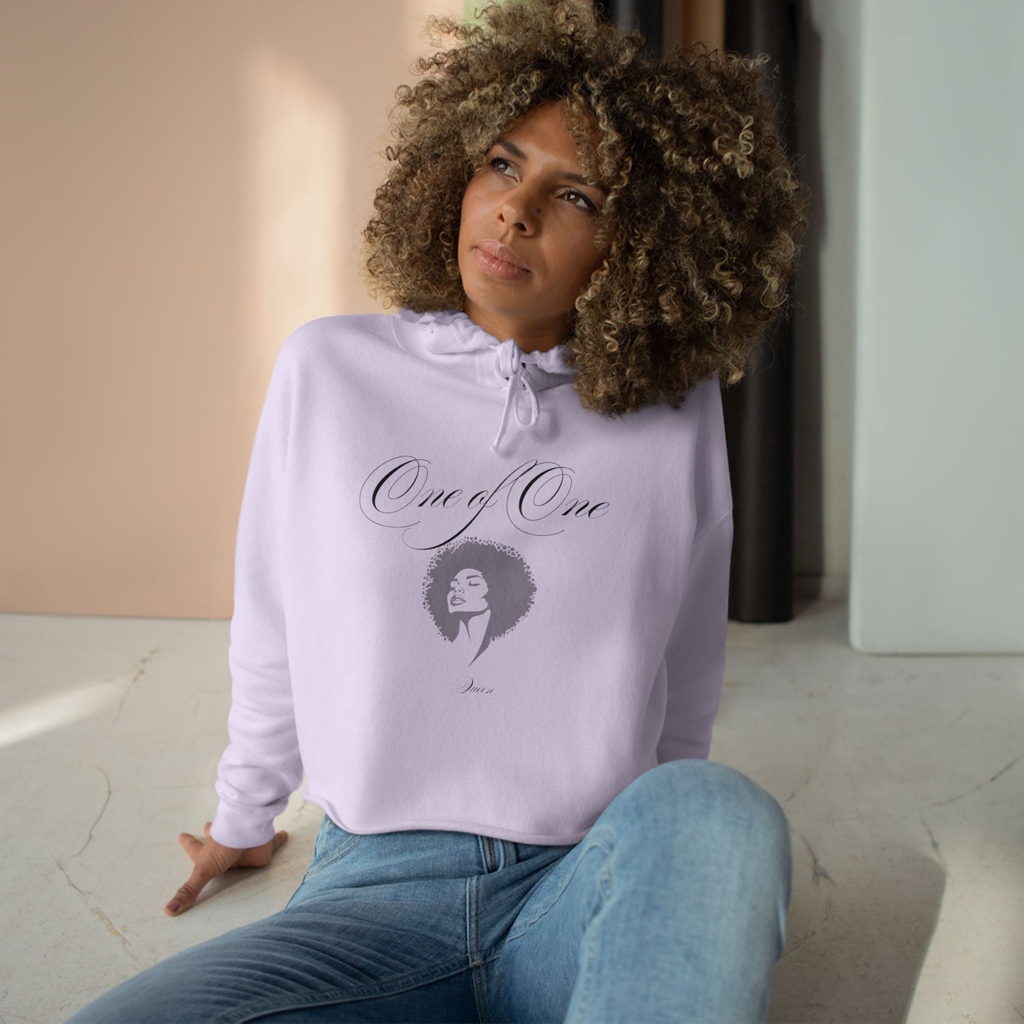 Crop Hoodie — 'Black Girl Magic' Minimal Afro Graphic Cropped Hoodie