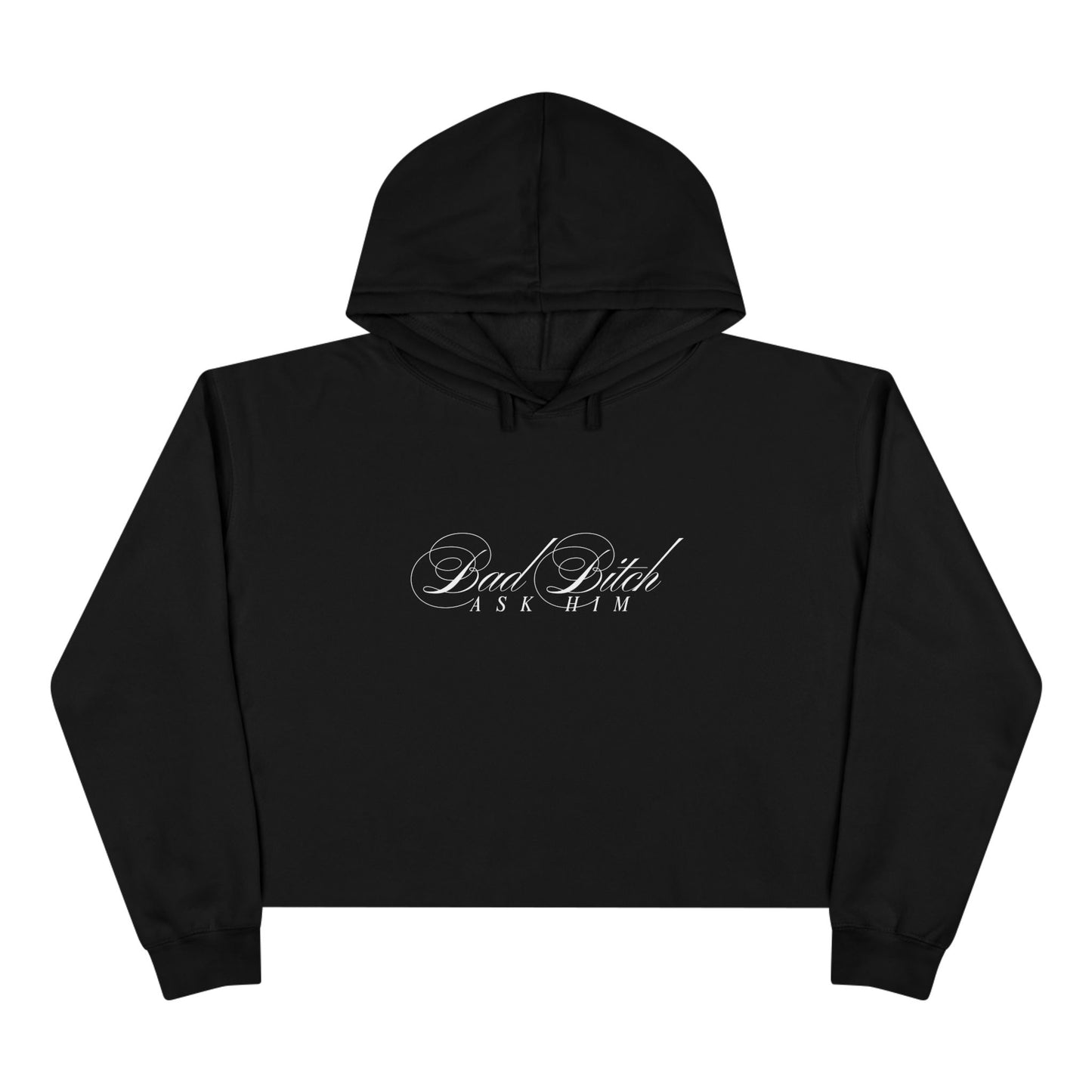 Bad Bitch AK I.M. script logo Crop Hoodie | Black cropped sweatshirt