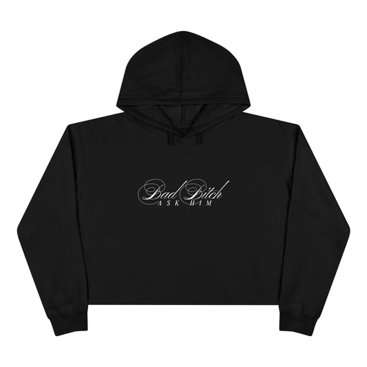 Bad Bitch AK I.M. script logo Crop Hoodie | Black cropped sweatshirt