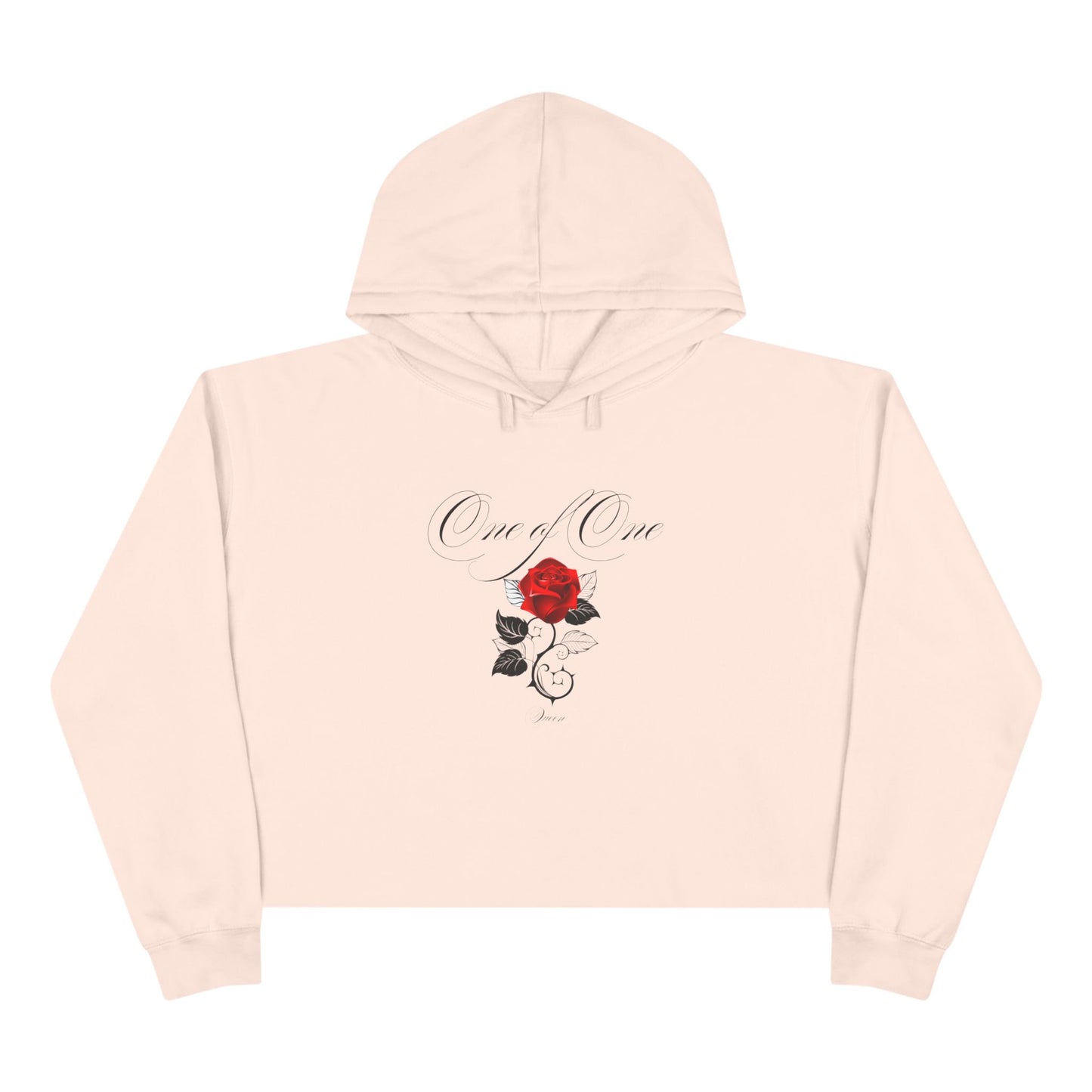 Rose Crop Hoodie — 'Love You' Script Floral Cropped Sweatshirt
