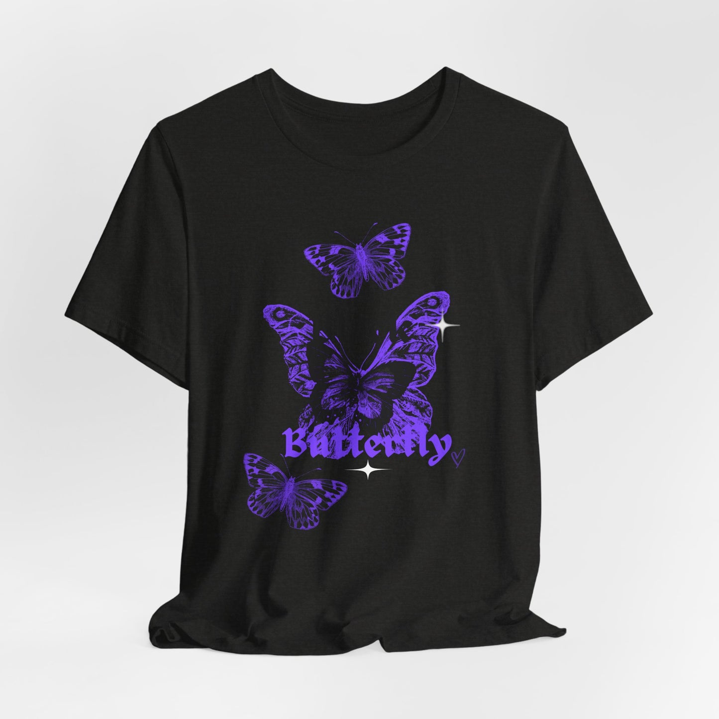Black Butterfly Tee — Purple Vintage Butterfly Graphic Shirt