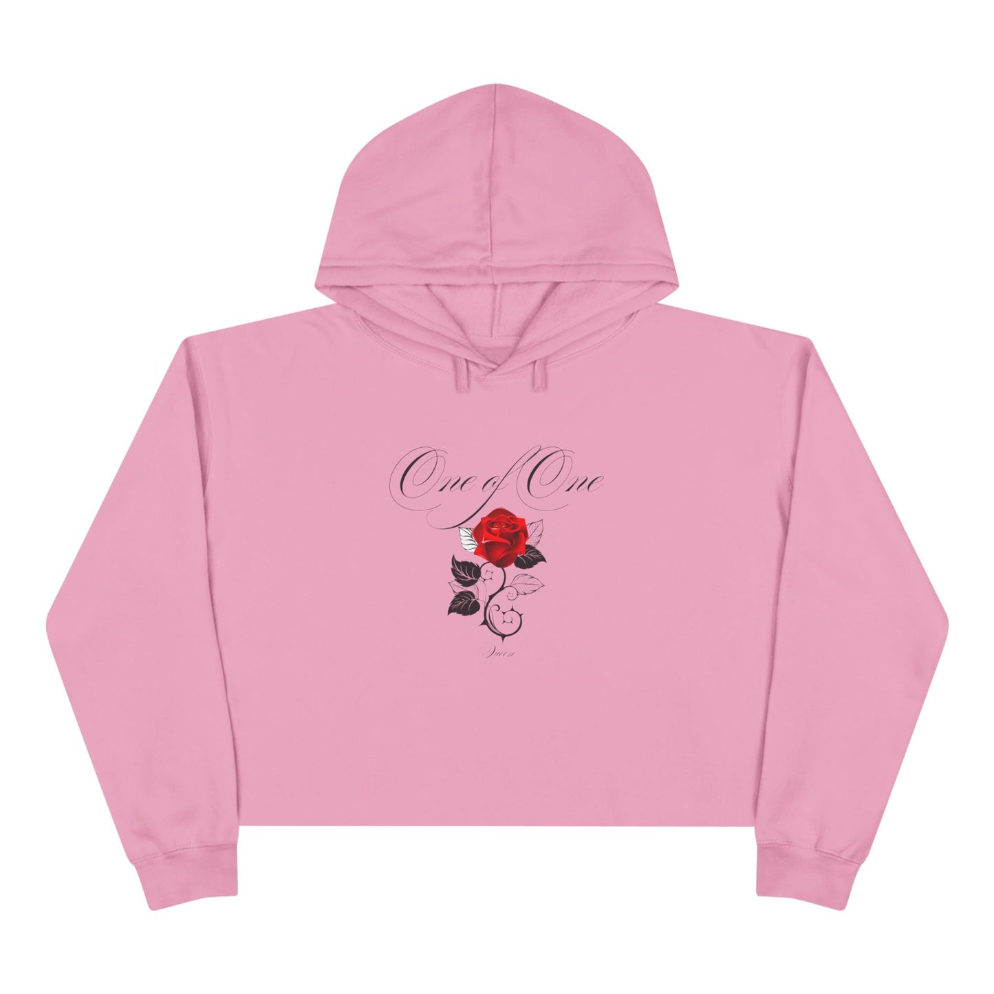Rose Crop Hoodie — 'Love You' Script Floral Cropped Sweatshirt