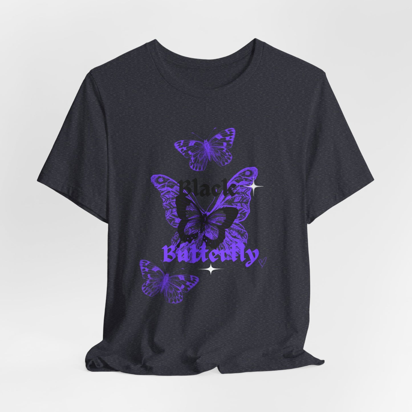 Black Butterfly Tee — Purple Vintage Butterfly Graphic Shirt