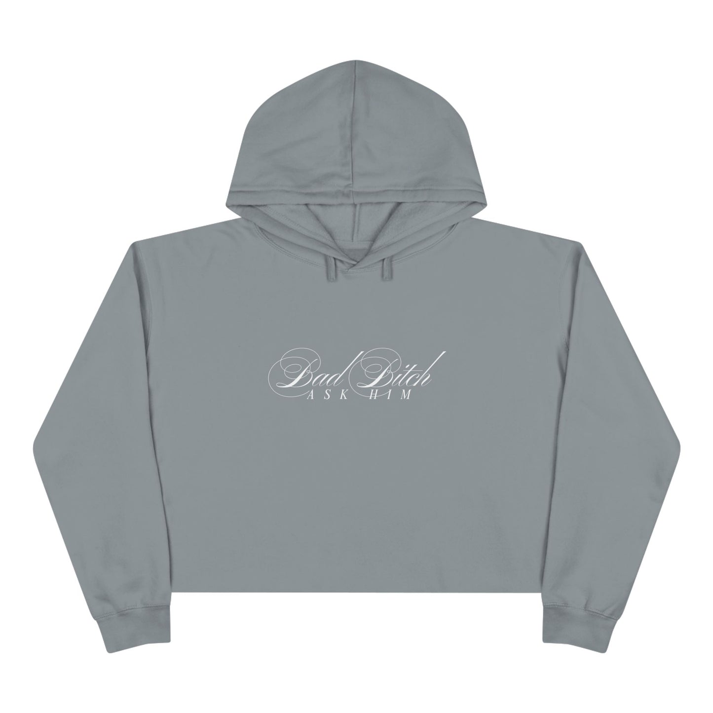 Bad Bitch AK I.M. script logo Crop Hoodie | Black cropped sweatshirt