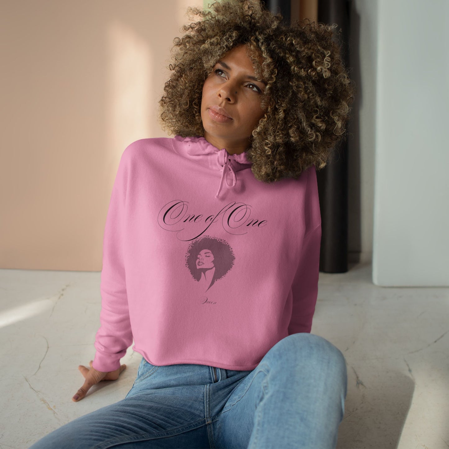 Crop Hoodie — 'Black Girl Magic' Minimal Afro Graphic Cropped Hoodie
