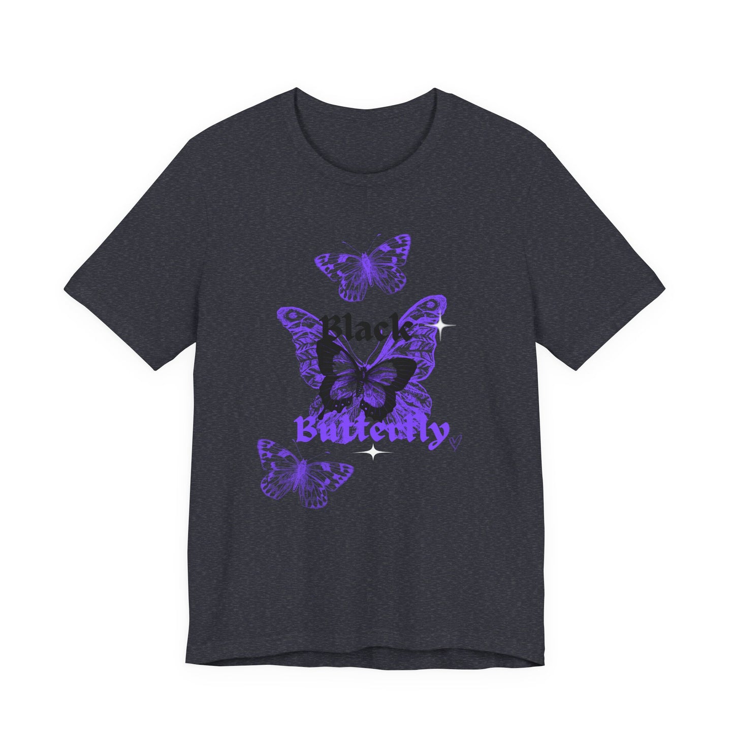 Black Butterfly Tee — Purple Vintage Butterfly Graphic Shirt