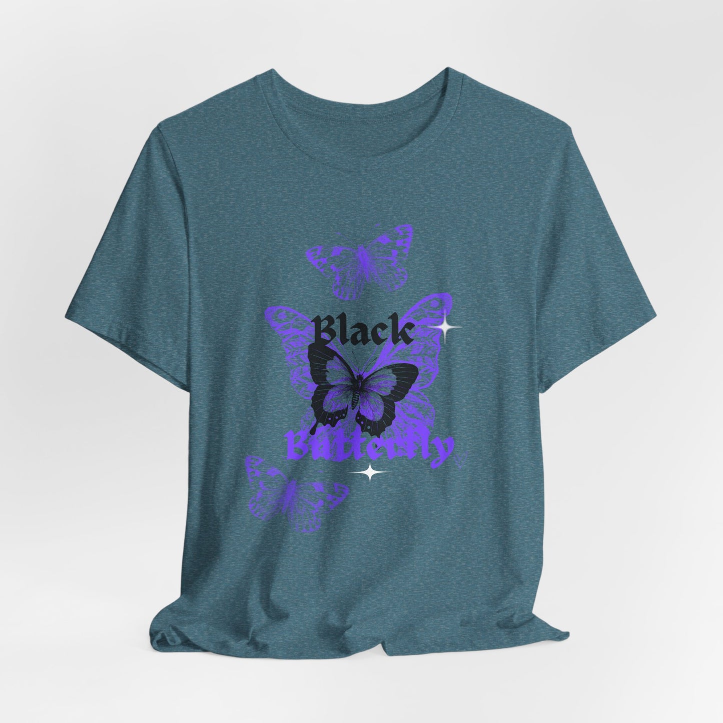 Black Butterfly Tee — Purple Vintage Butterfly Graphic Shirt