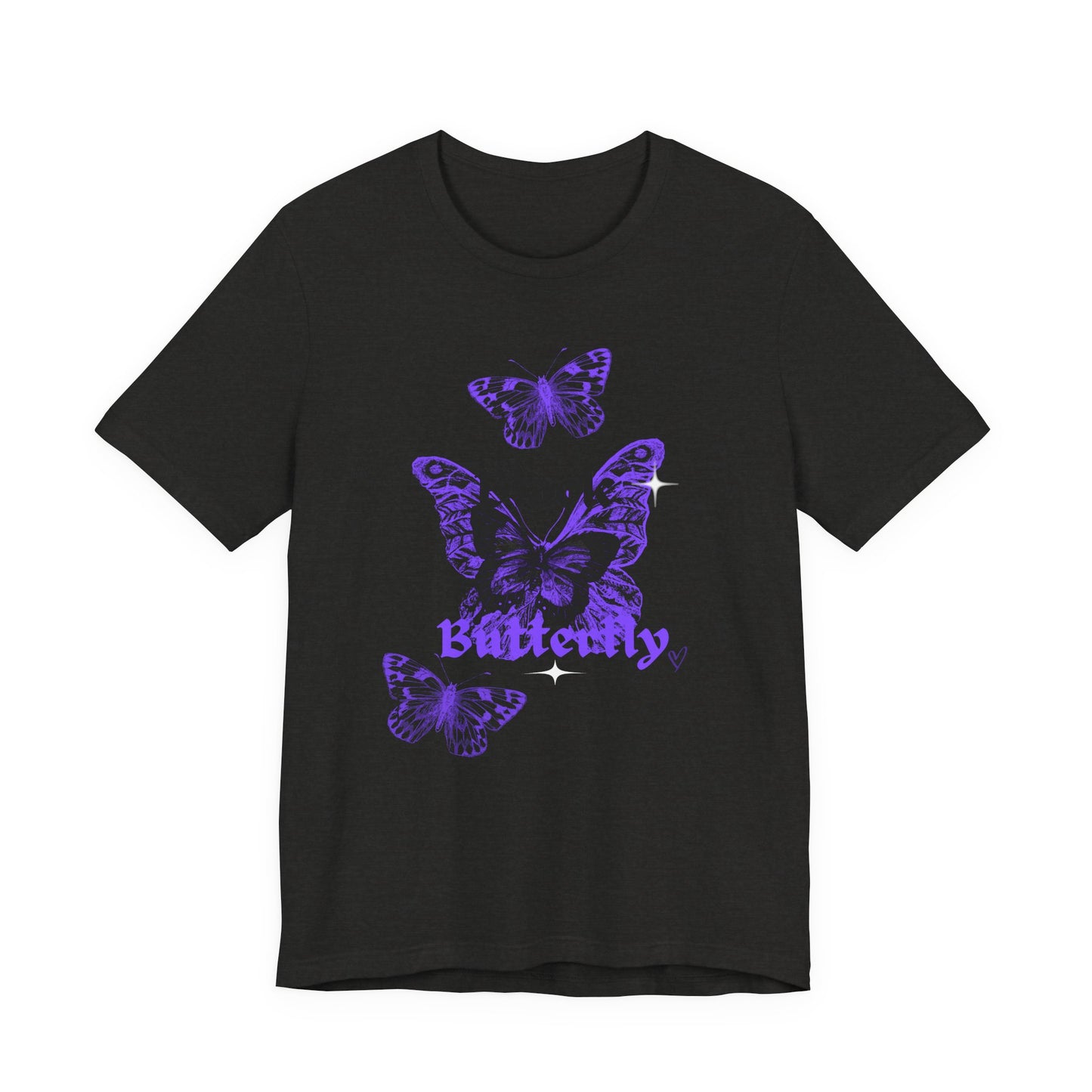 Black Butterfly Tee — Purple Vintage Butterfly Graphic Shirt