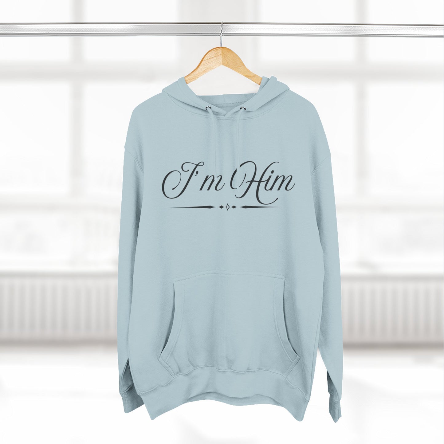 "I'm Him" Fleece Hoodie — Elegant Script Pullover for Confident Style