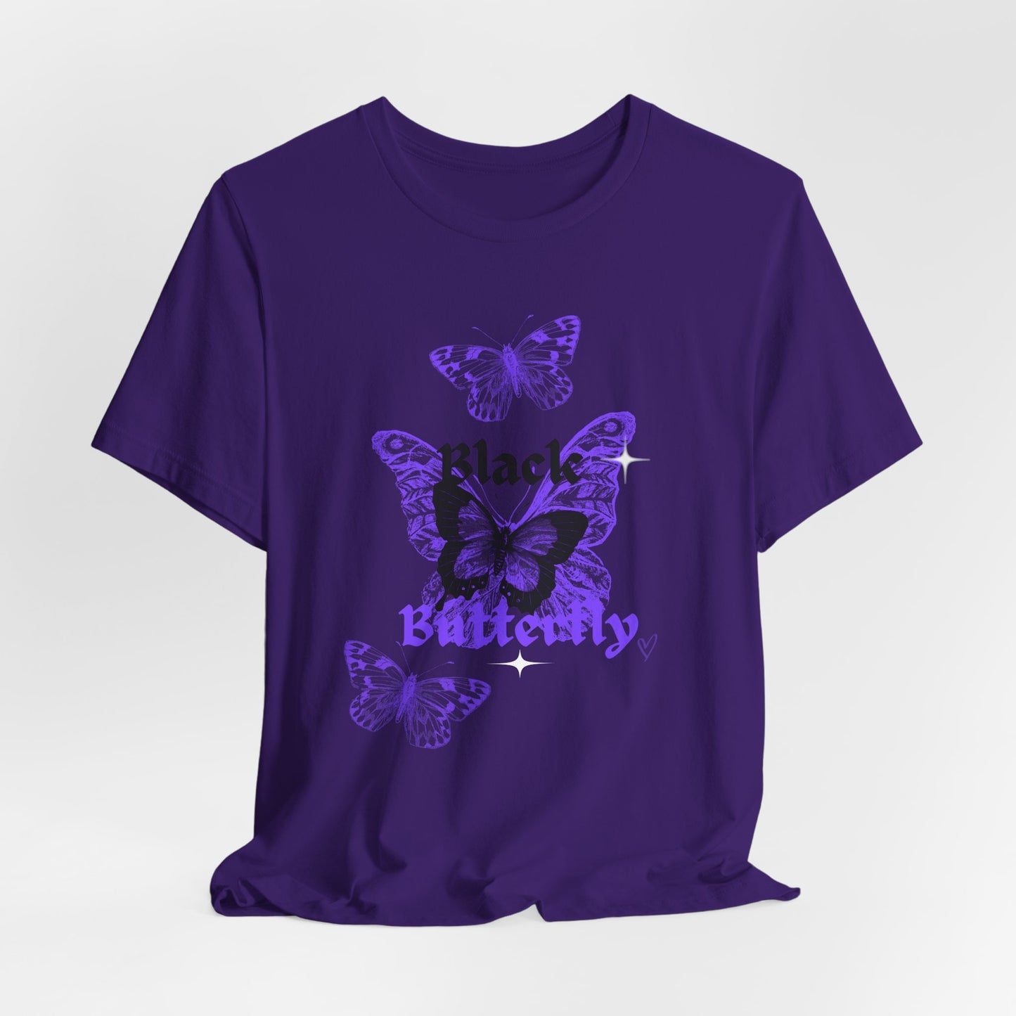 Black Butterfly Tee — Purple Vintage Butterfly Graphic Shirt