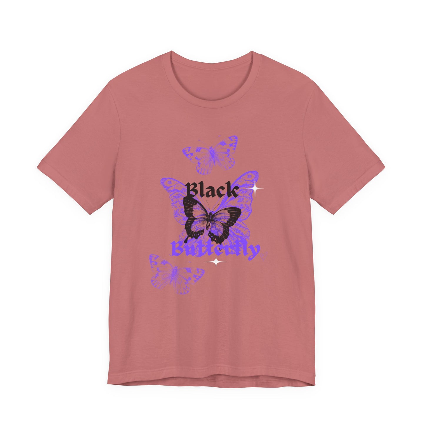 Black Butterfly Tee — Purple Vintage Butterfly Graphic Shirt