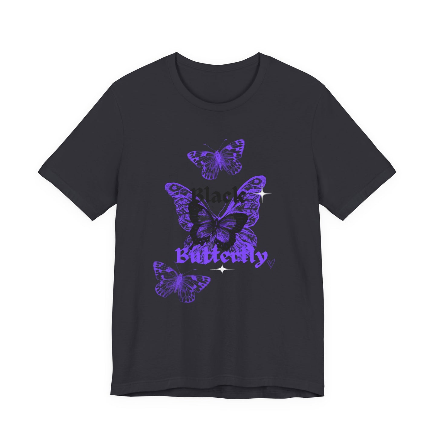 Black Butterfly Tee — Purple Vintage Butterfly Graphic Shirt