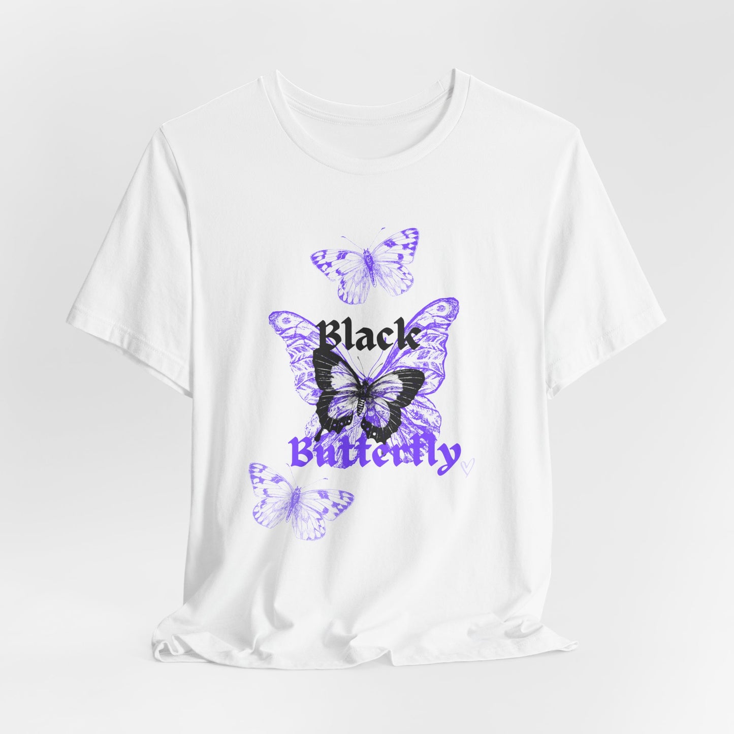 Black Butterfly Tee — Purple Vintage Butterfly Graphic Shirt
