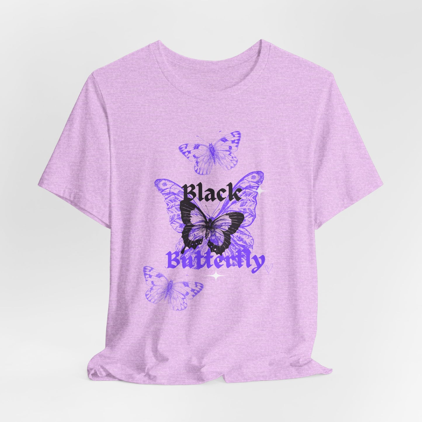 Black Butterfly Tee — Purple Vintage Butterfly Graphic Shirt