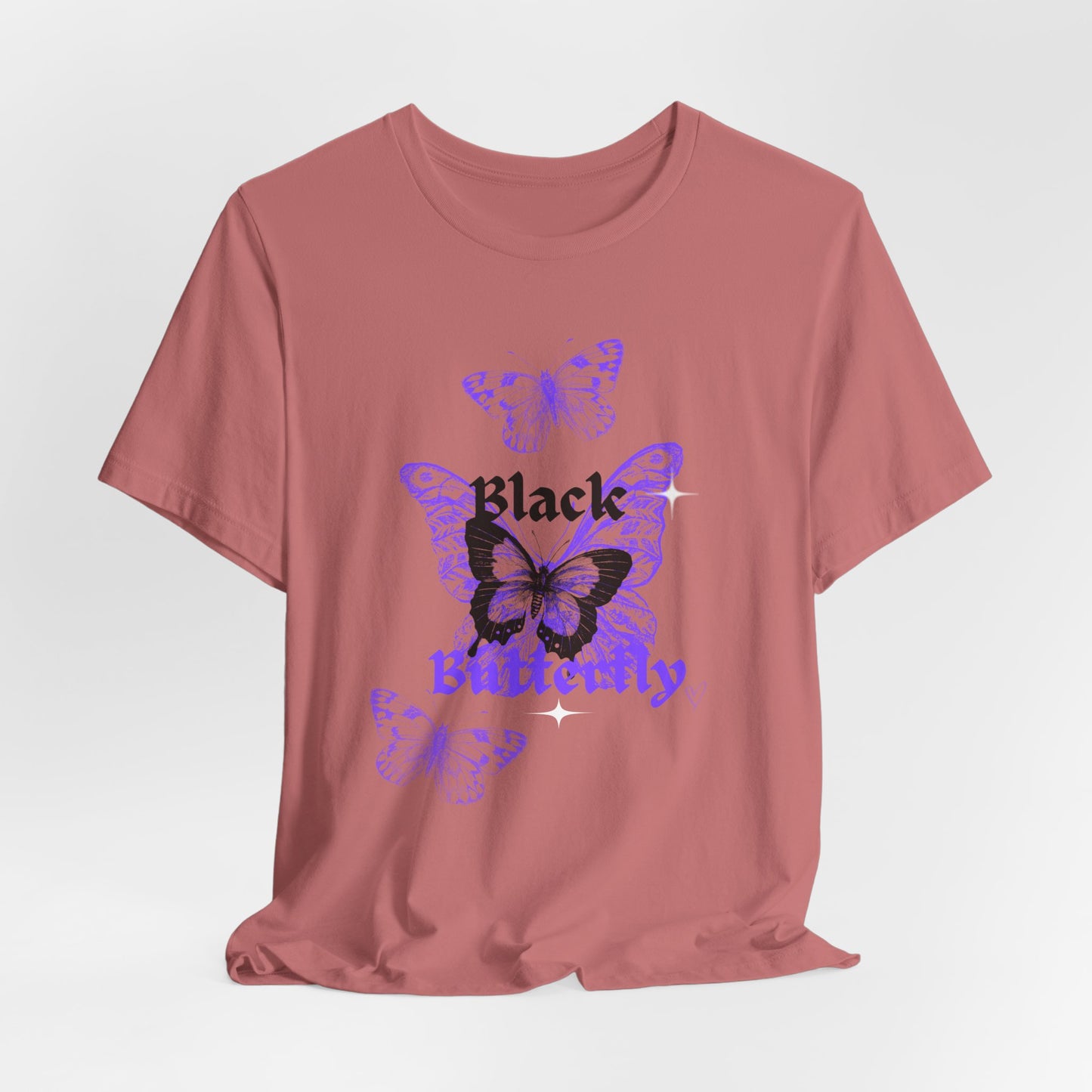 Black Butterfly Tee — Purple Vintage Butterfly Graphic Shirt