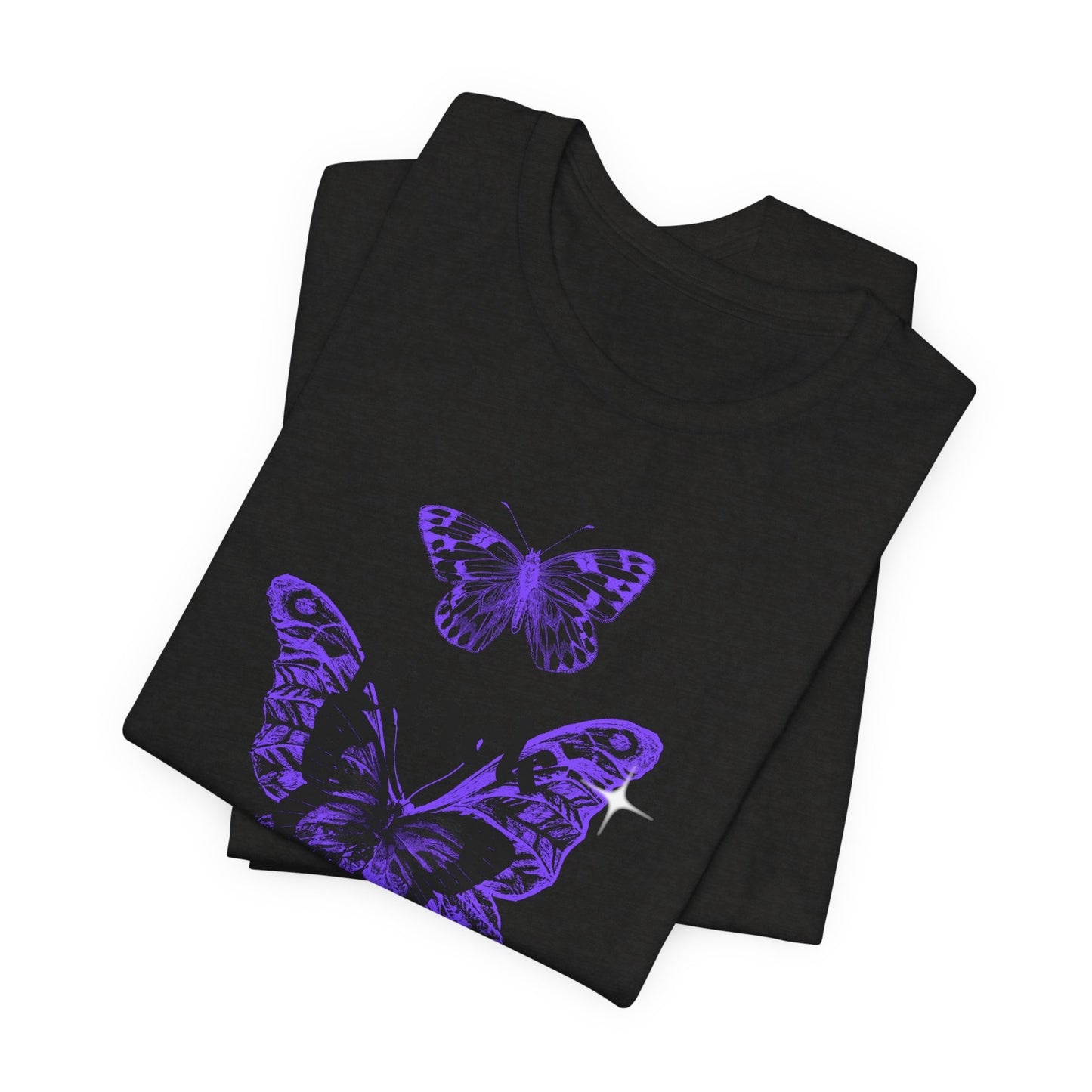 Black Butterfly Tee — Purple Vintage Butterfly Graphic Shirt