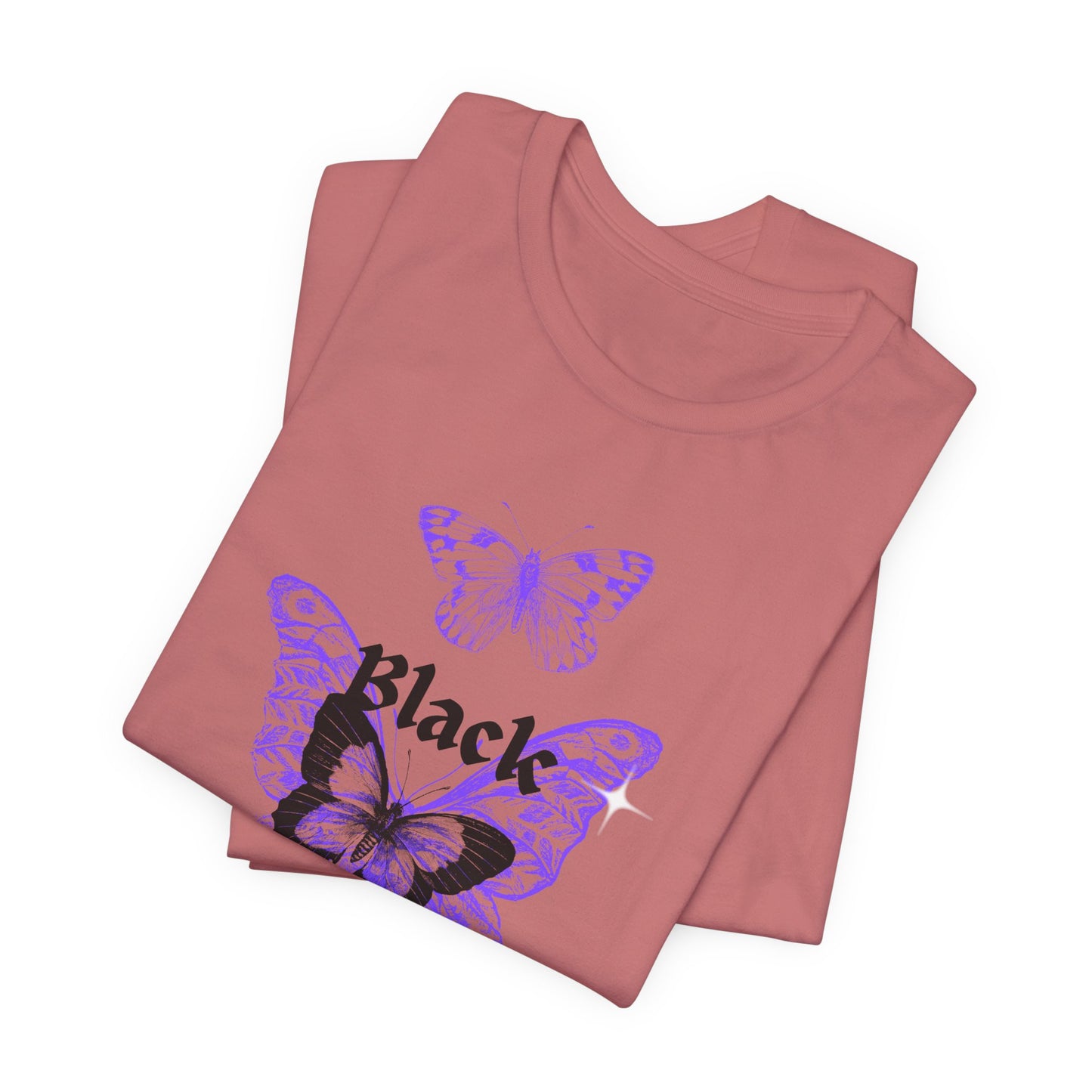 Black Butterfly Tee — Purple Vintage Butterfly Graphic Shirt