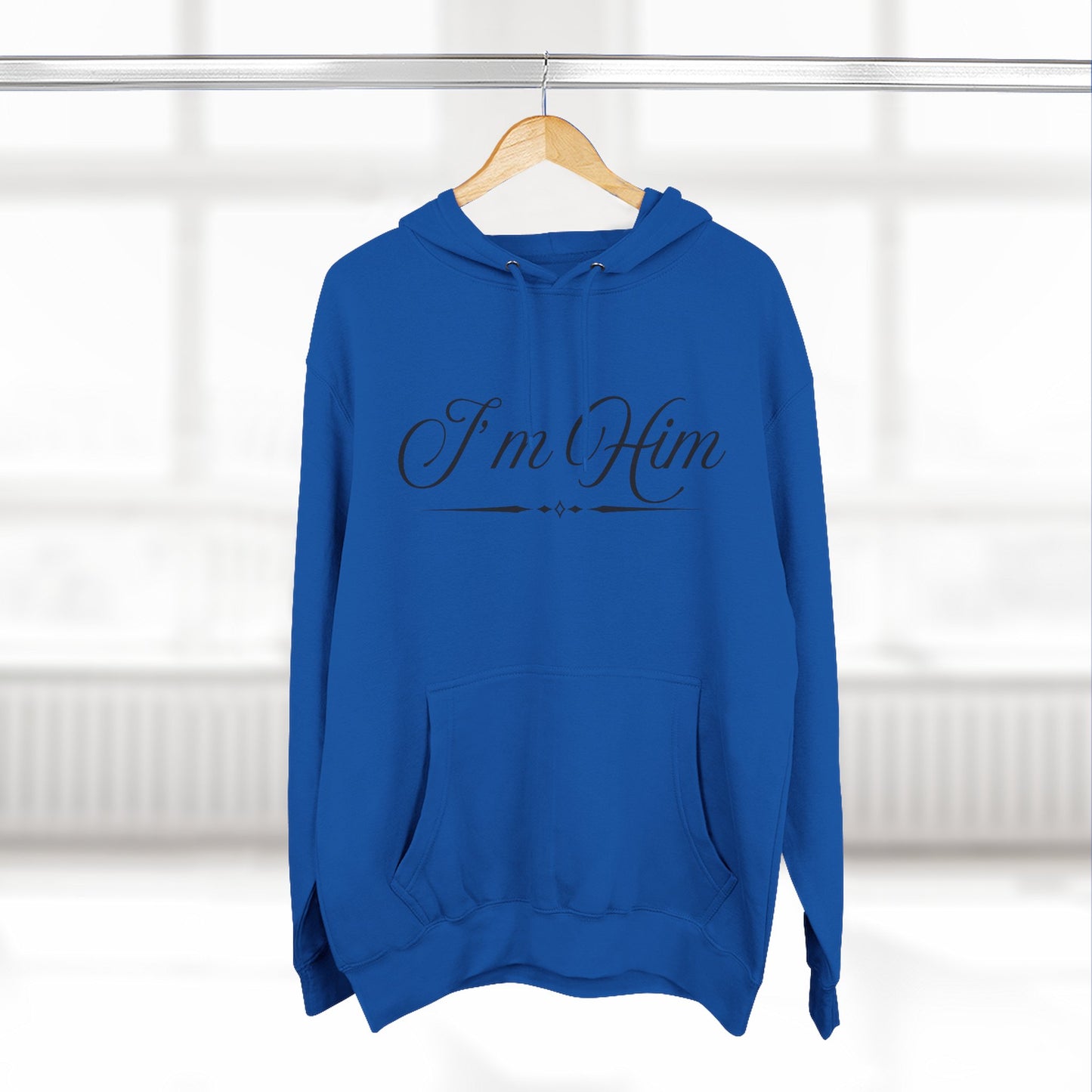 "I'm Him" Fleece Hoodie — Elegant Script Pullover for Confident Style