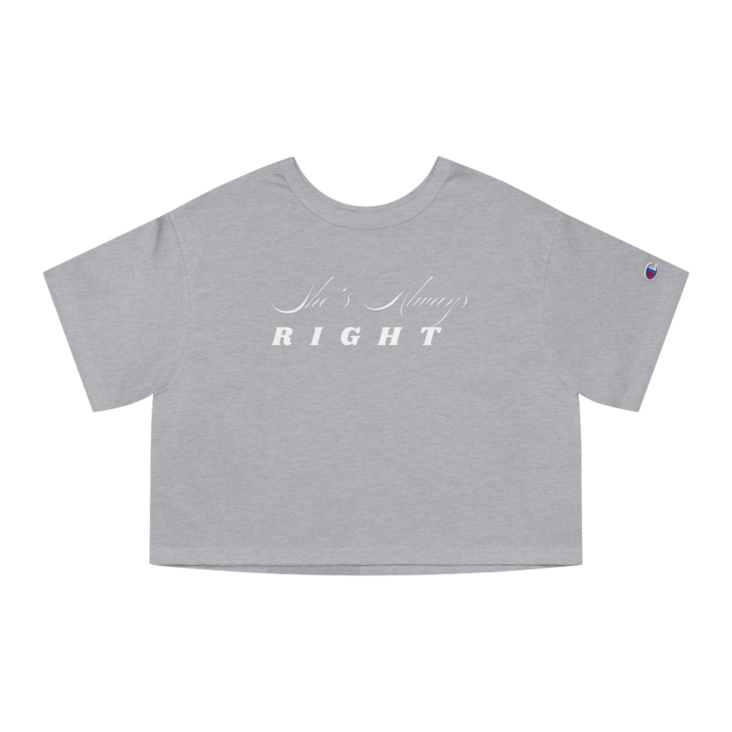 Shes Always Right White Cropped Tee | Champion Heritage Cropped T-Shirt