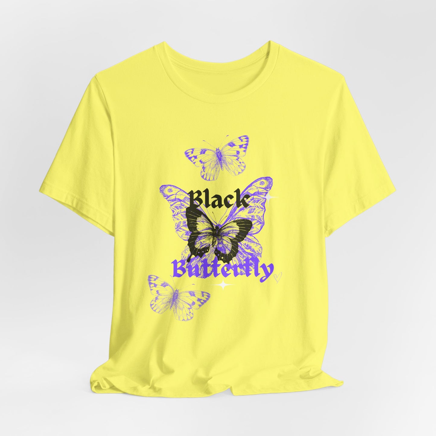 Black Butterfly Tee — Purple Vintage Butterfly Graphic Shirt