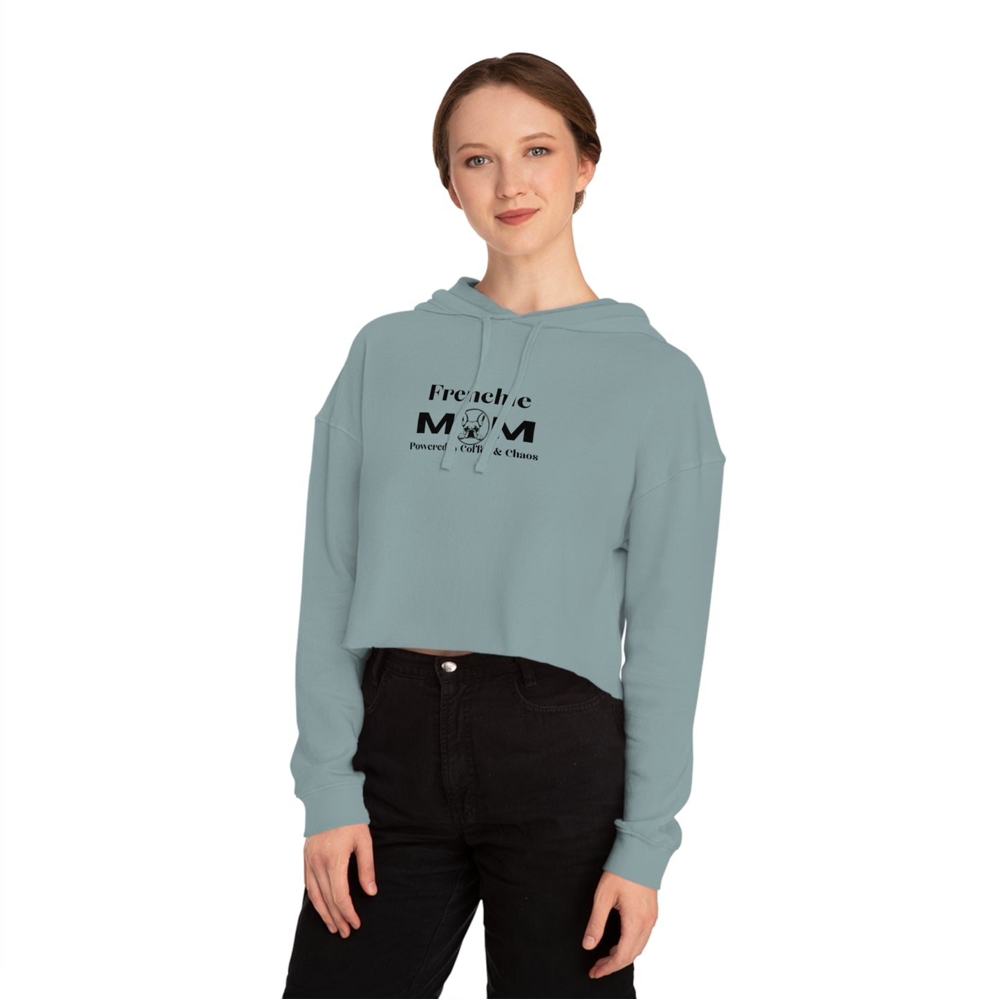 Frenchie Mom Cropped Hoodie — French Bulldog Mom Pullover