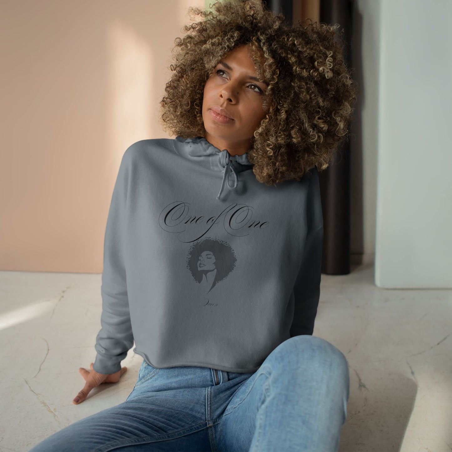Crop Hoodie — 'Black Girl Magic' Minimal Afro Graphic Cropped Hoodie