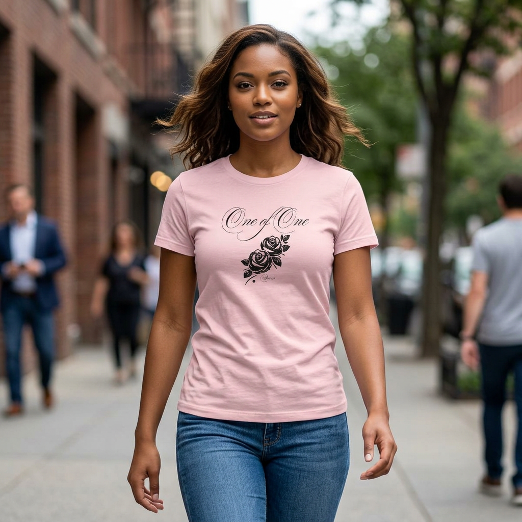 One of One Rose Graphic Tee — Women's Floral Script T-Shirt