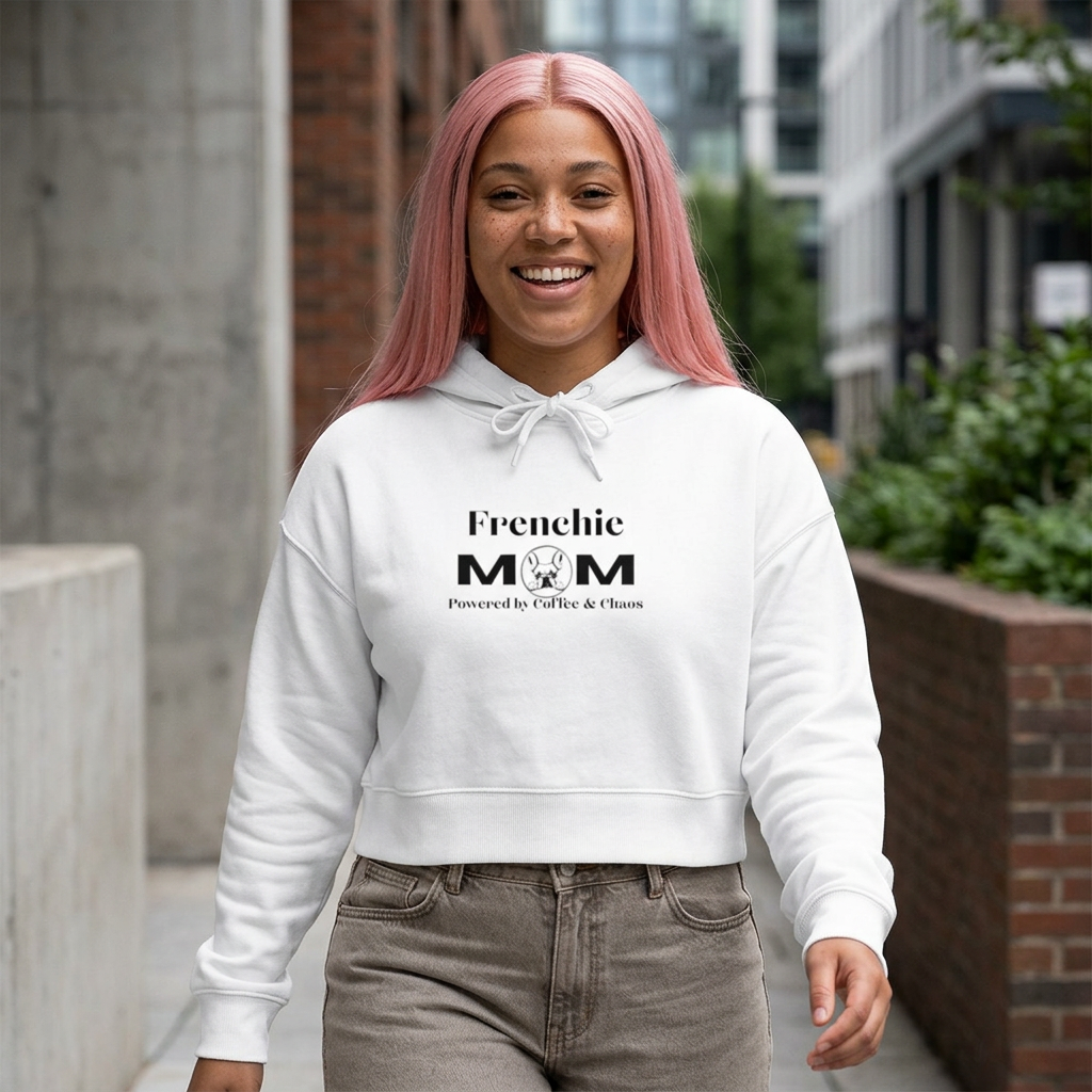 Frenchie Mom Cropped Hoodie — French Bulldog Mom Pullover