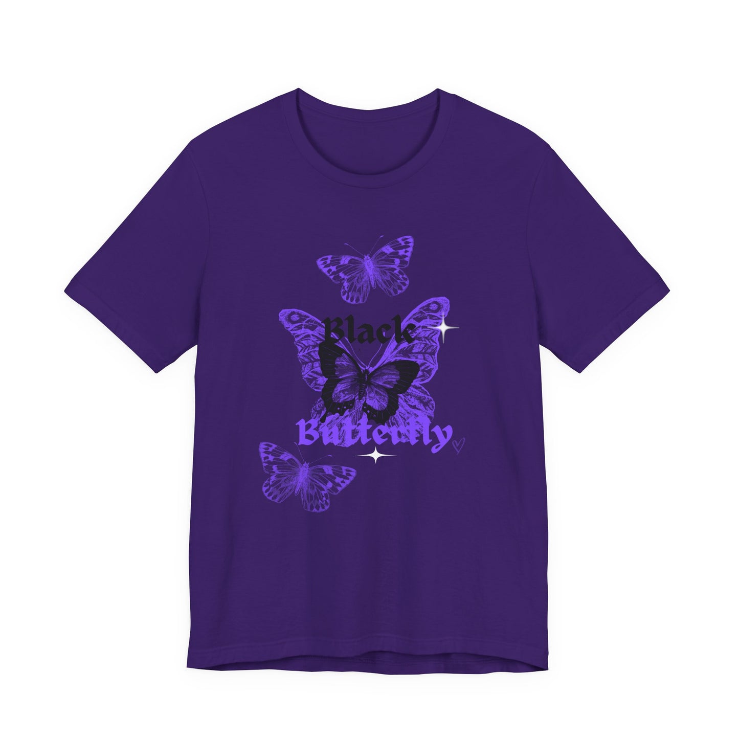 Black Butterfly Tee — Purple Vintage Butterfly Graphic Shirt