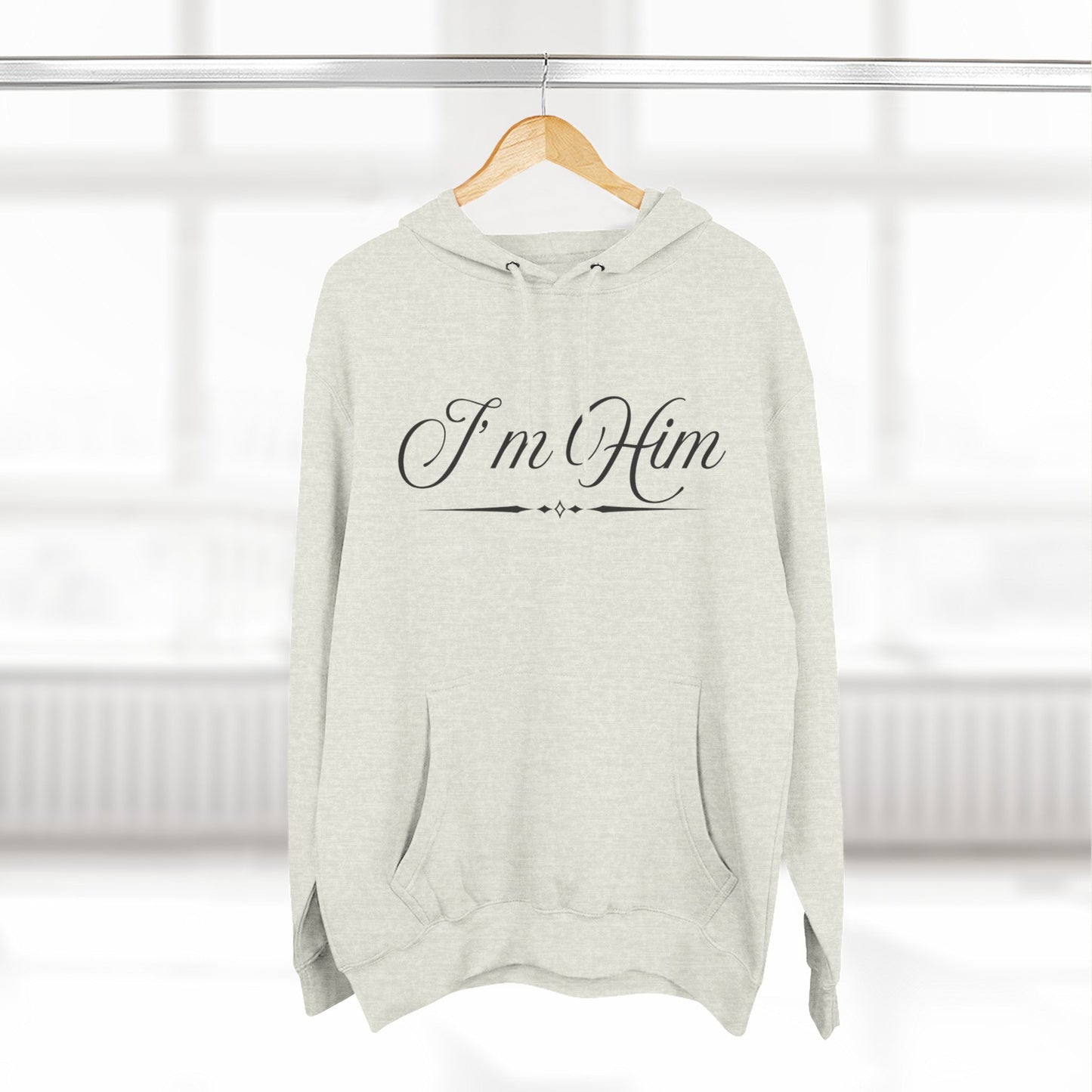 "I'm Him" Fleece Hoodie — Elegant Script Pullover for Confident Style