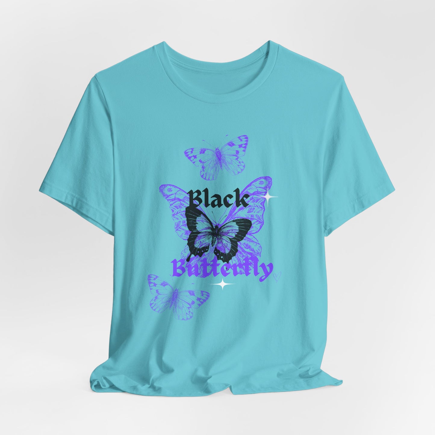 Black Butterfly Tee — Purple Vintage Butterfly Graphic Shirt