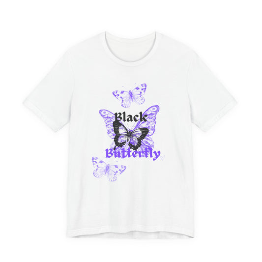 Black Butterfly Tee — Purple Vintage Butterfly Graphic Shirt