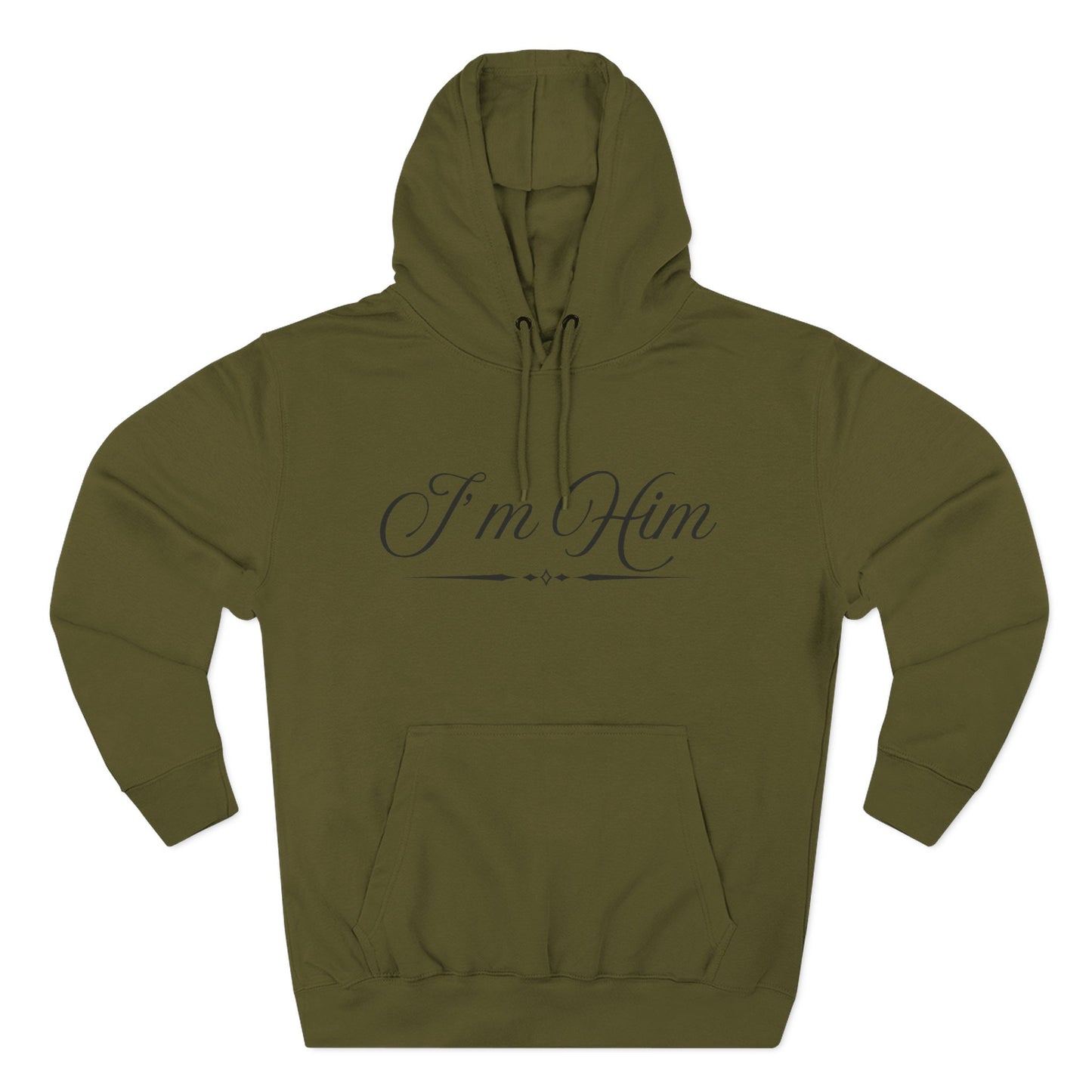 "I'm Him" Fleece Hoodie — Elegant Script Pullover for Confident Style