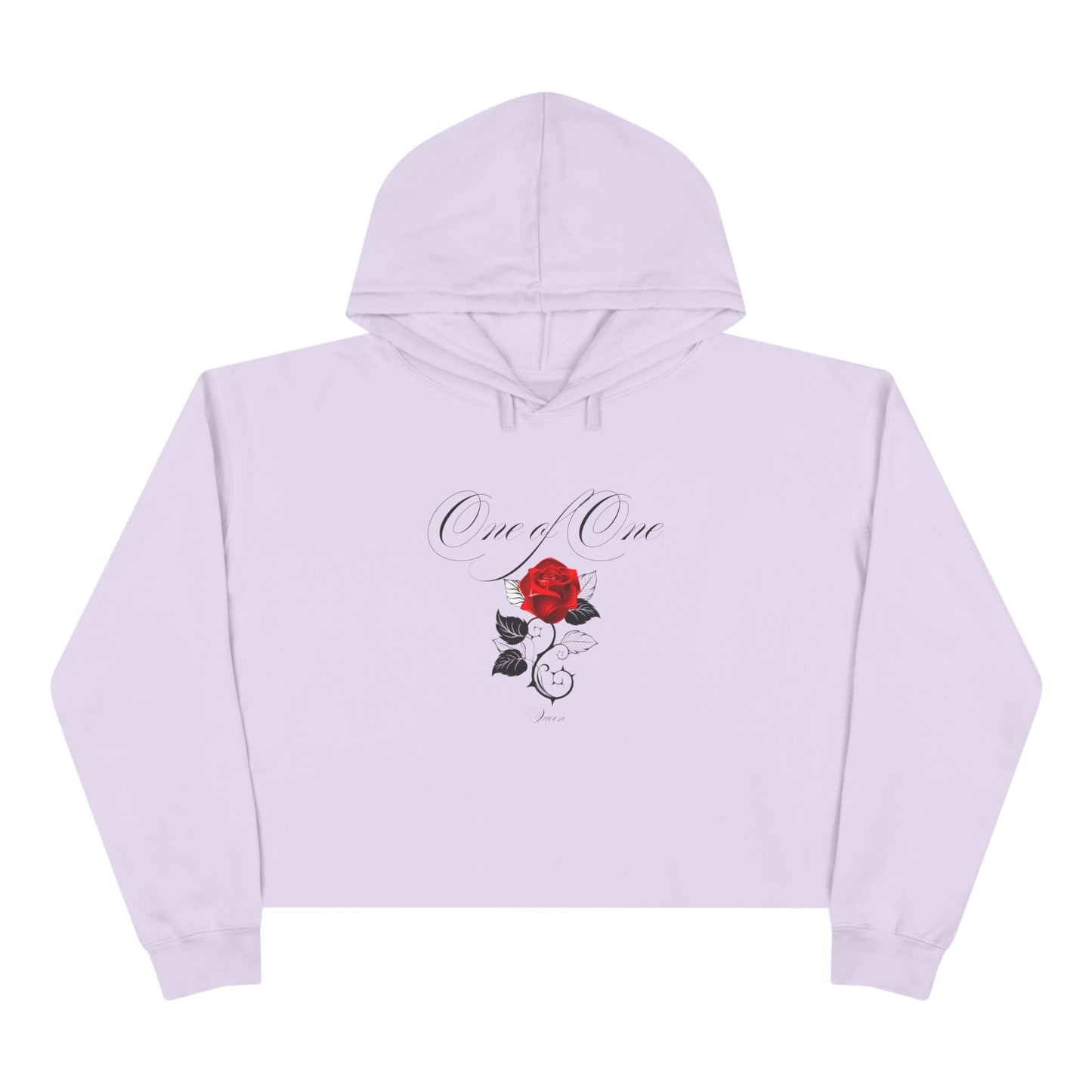 Rose Crop Hoodie — 'Love You' Script Floral Cropped Sweatshirt