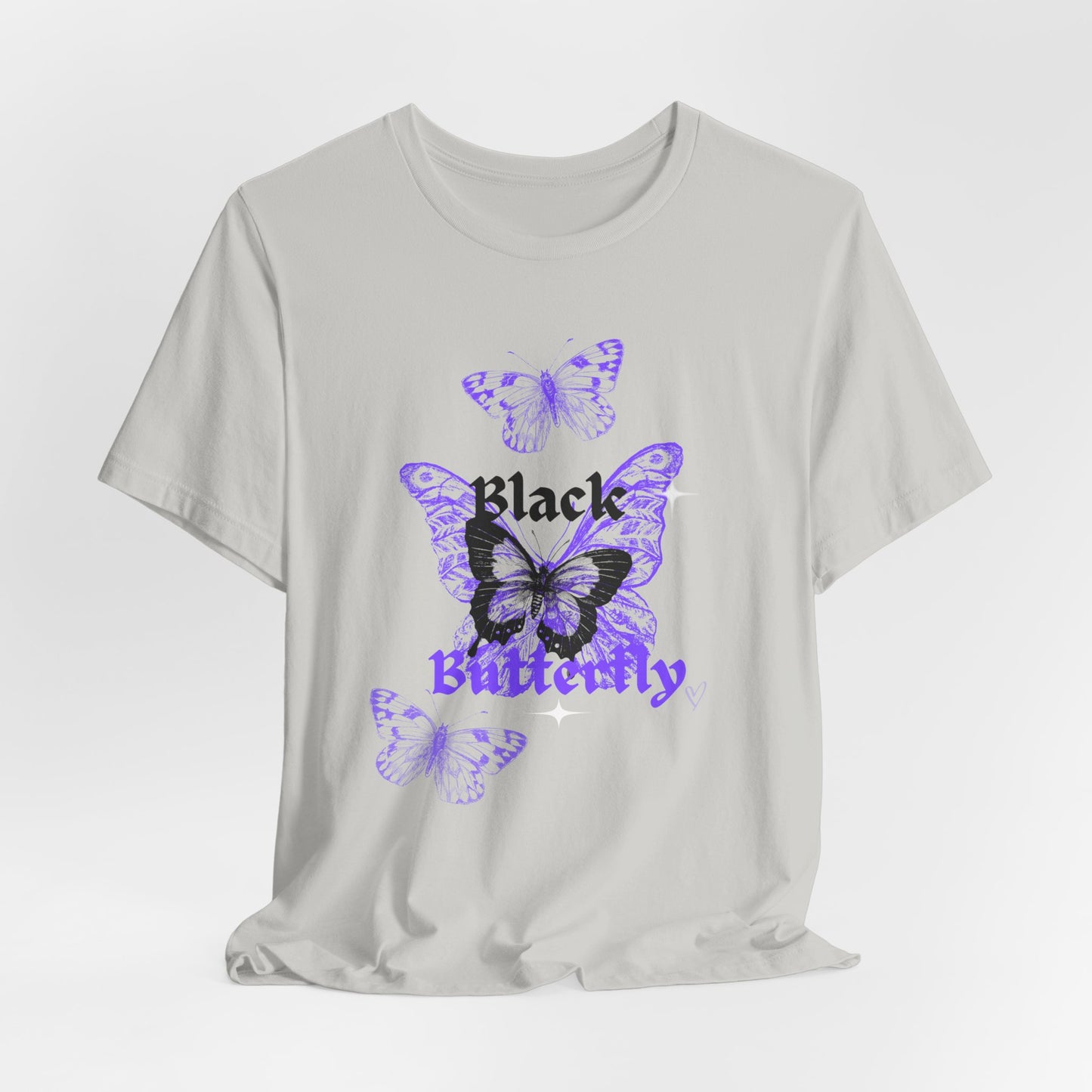Black Butterfly Tee — Purple Vintage Butterfly Graphic Shirt