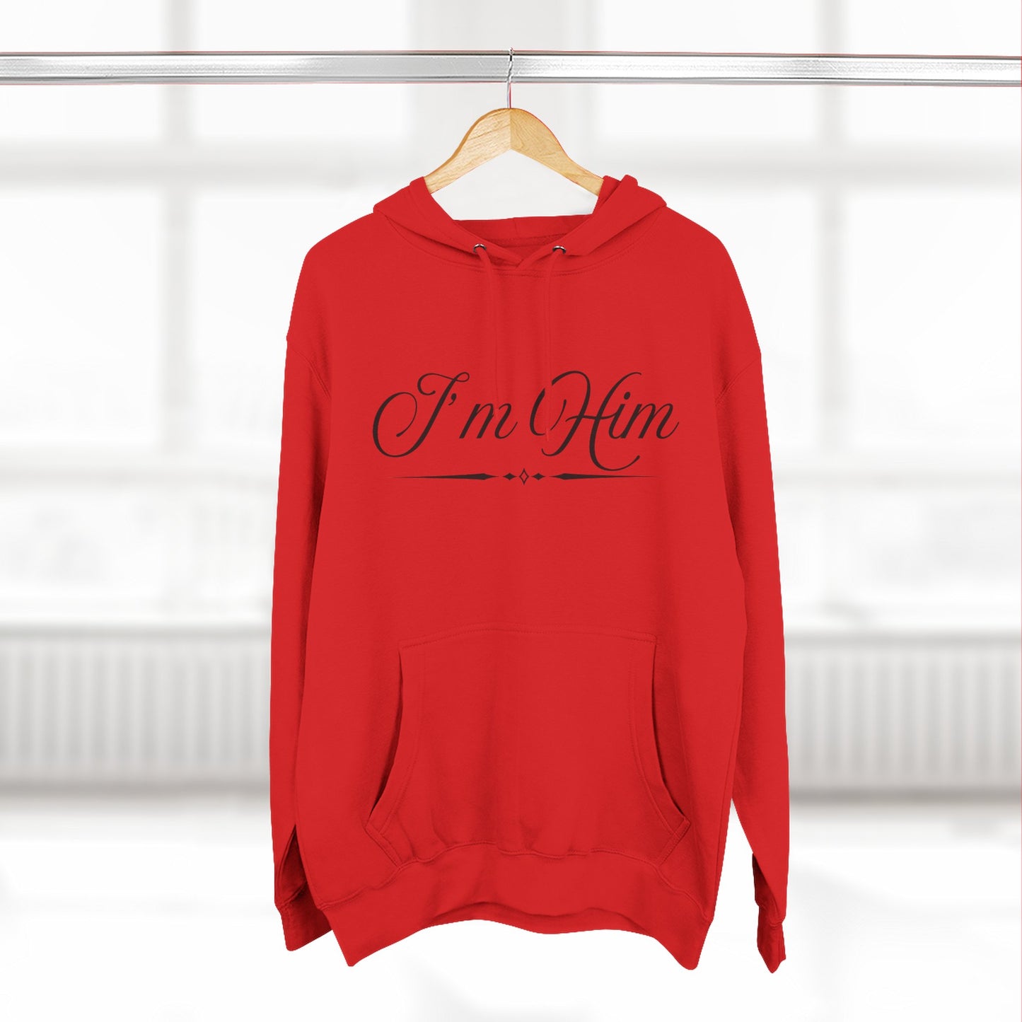 "I'm Him" Fleece Hoodie — Elegant Script Pullover for Confident Style