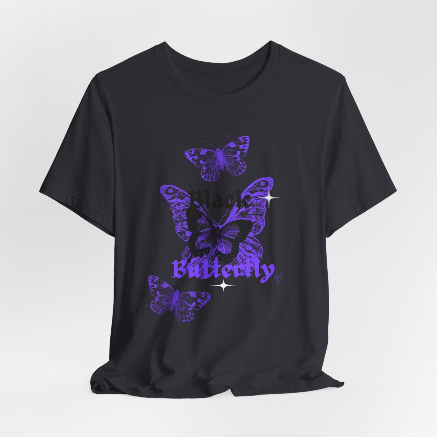 Black Butterfly Tee — Purple Vintage Butterfly Graphic Shirt