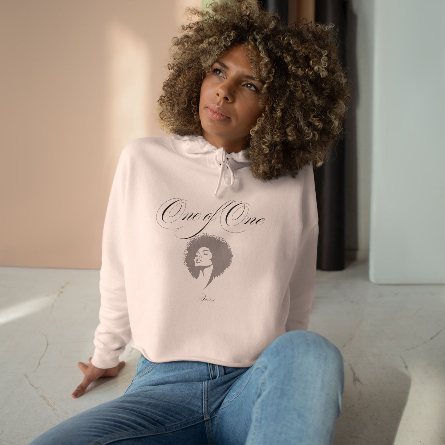 Crop Hoodie — 'Black Girl Magic' Minimal Afro Graphic Cropped Hoodie