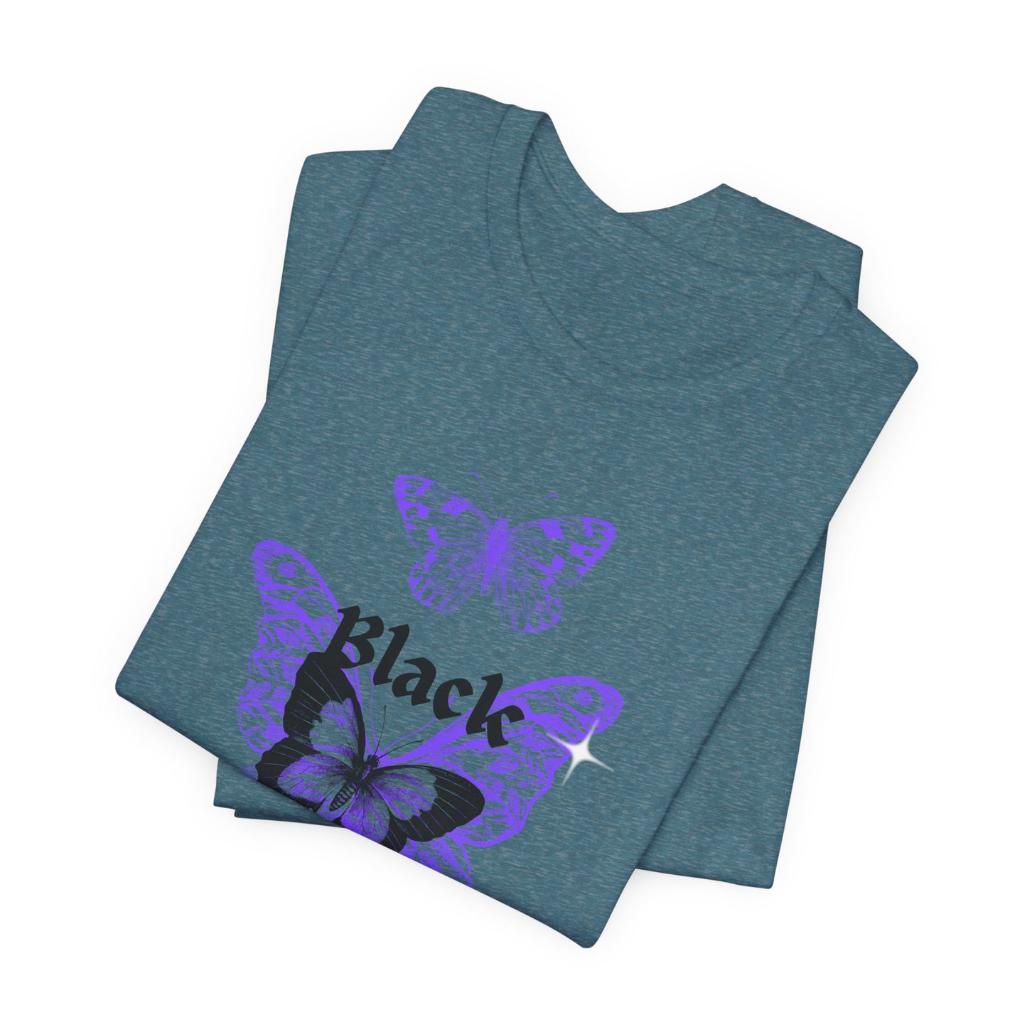 Black Butterfly Tee — Purple Vintage Butterfly Graphic Shirt