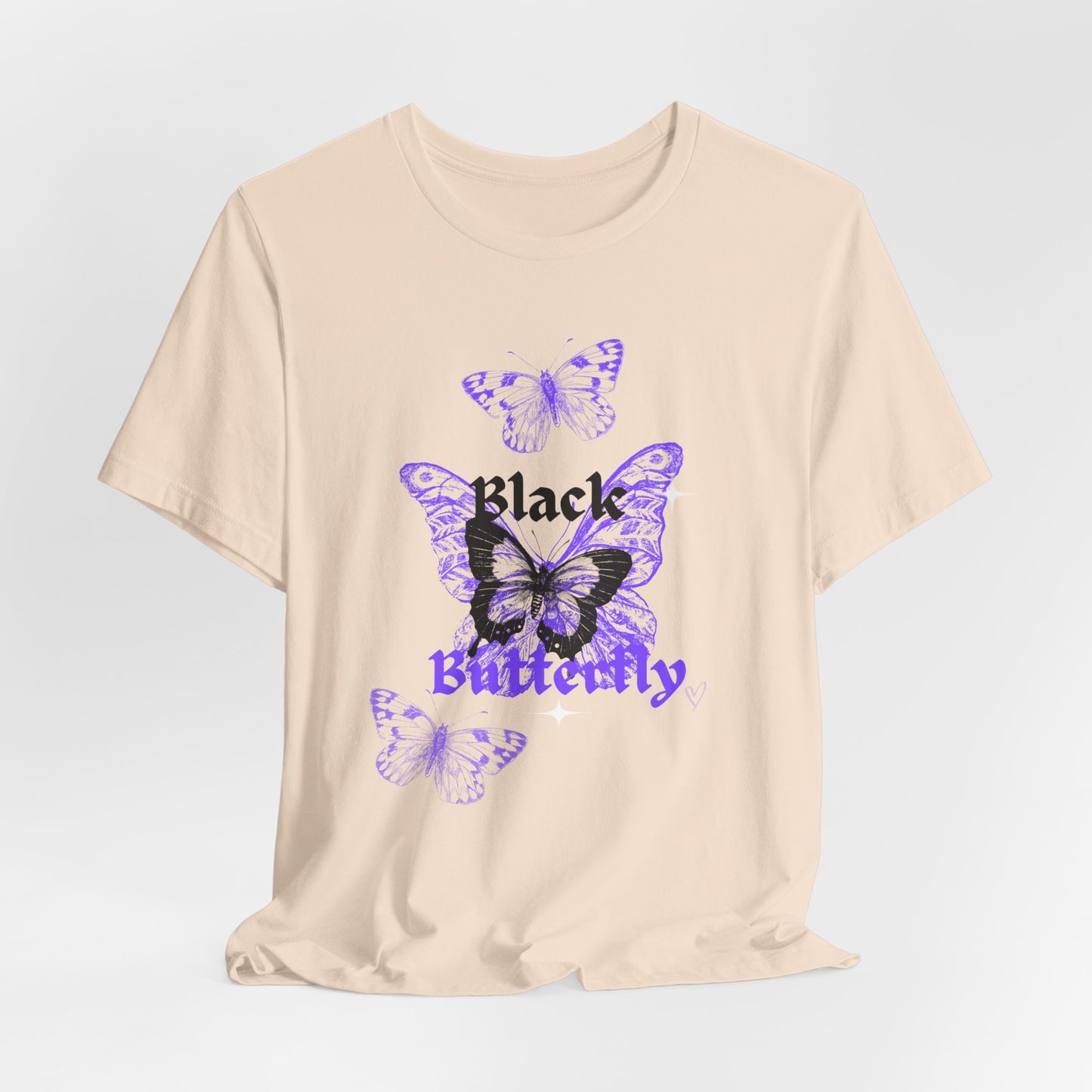 Black Butterfly Tee — Purple Vintage Butterfly Graphic Shirt