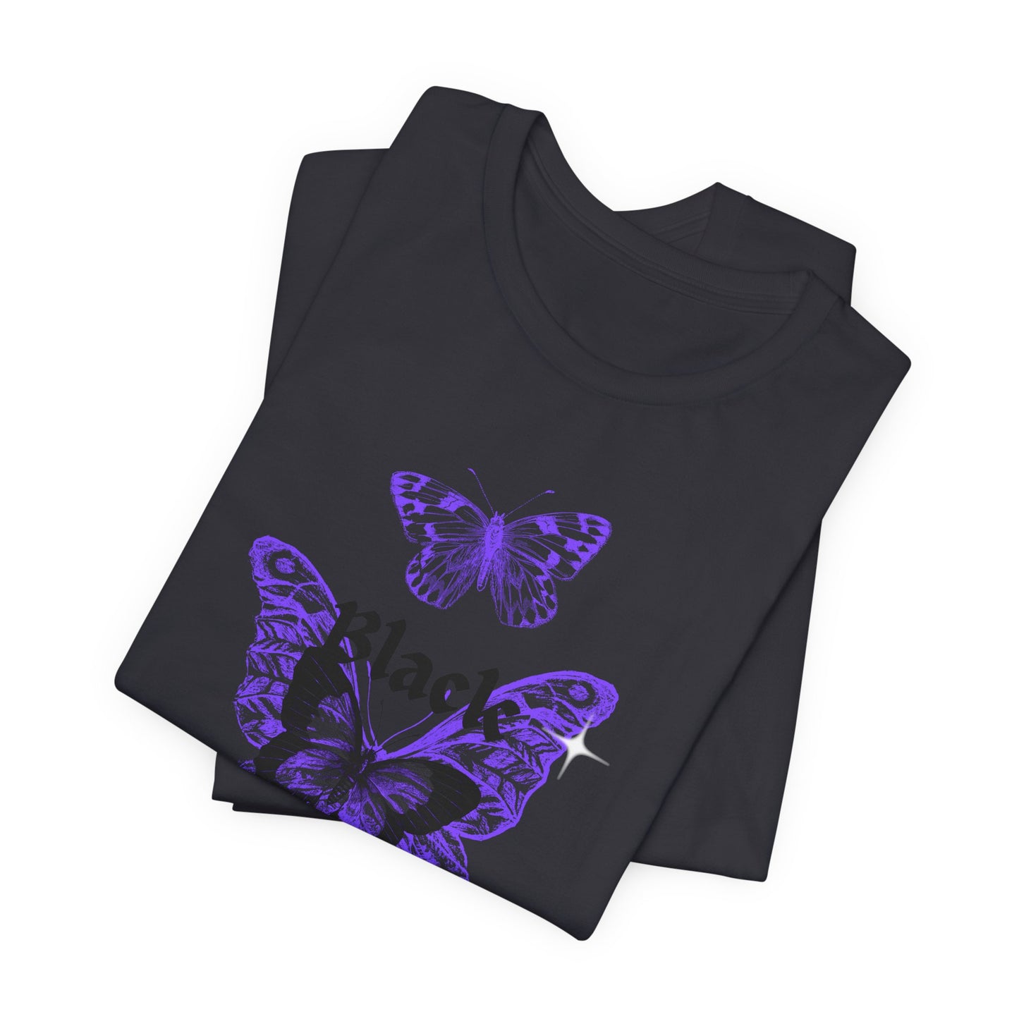 Black Butterfly Tee — Purple Vintage Butterfly Graphic Shirt