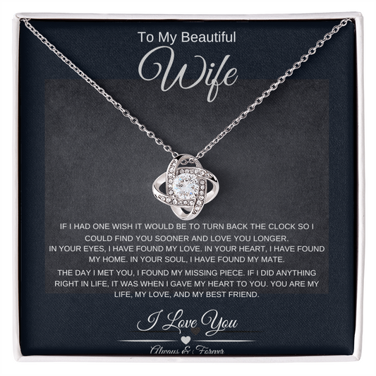 Beautiful Wife Always & Forever Love Knot Necklace