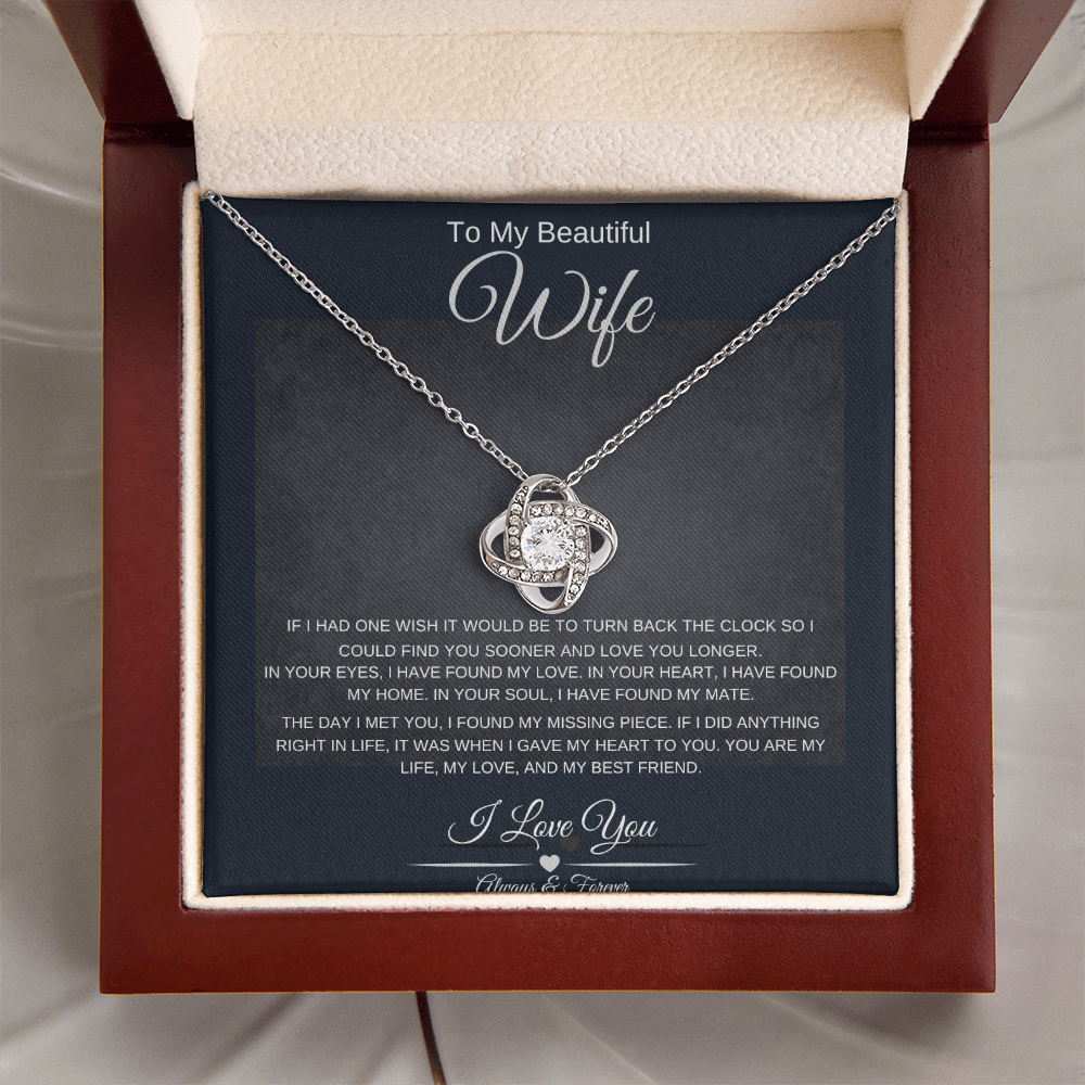 Beautiful Wife Always & Forever Love Knot Necklace